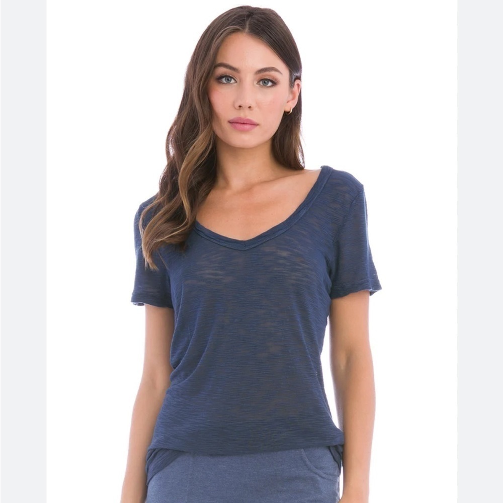 Hard Tail Forever Slouchy V Neck Striated Tee Size M